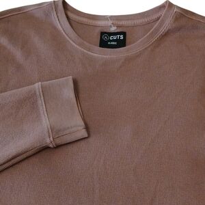 Cuts Clothing Pale Red Classic Fit Waffle Thermal Shirt Mens Large